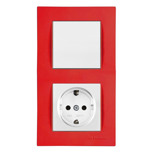 Schalter und Steckdose mit KS inkl. Rahmen Rot Schalter und Steckdose mit KS inkl. Rahmen Rot
