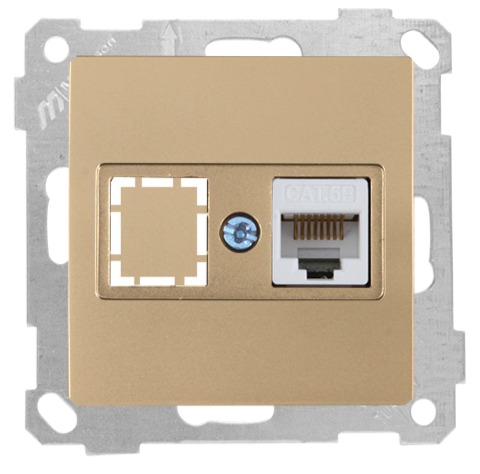 1 fach Netzwerk CAT5e Gold Optik - CANDELA Schalterserie