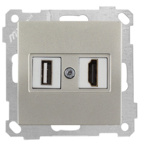 HDMI und USB Steckdose Titan (CANDELA Metall Optik) HDMI und USB Steckdose Titan (CANDELA Metall Optik)