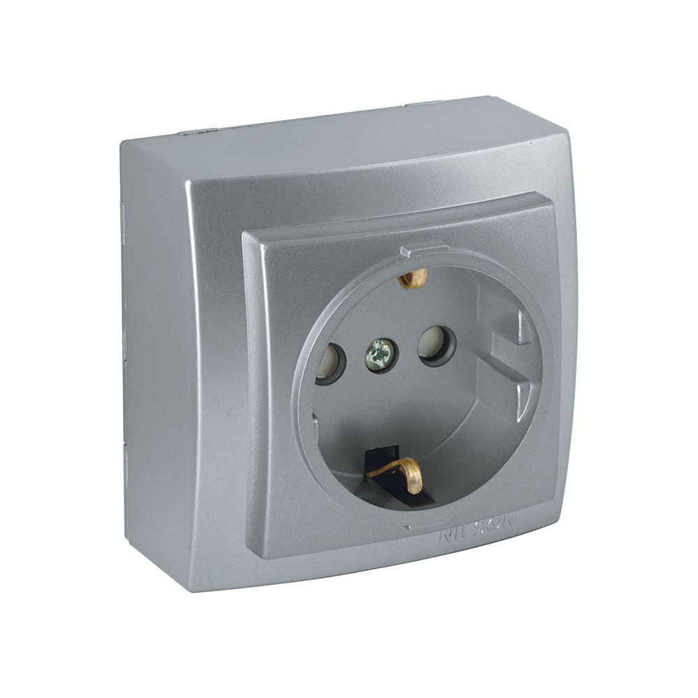 Steckdose mit Kindersicherung Silber · THEMIS Steckdose mit Kindersicherung Silber · THEMIS