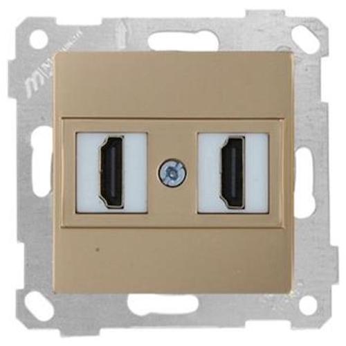 2 fach HDMI Dose Gold Optik - RITA Schalterserie 2 fach HDMI Dose Gold Optik - RITA Schalterserie