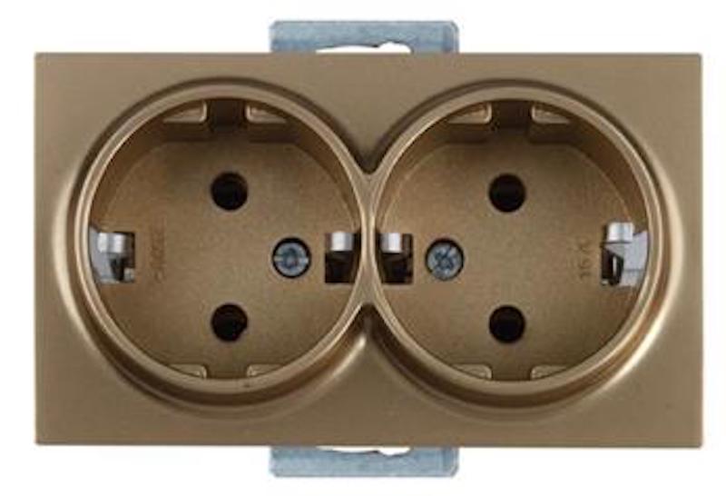 2 fach Steckdose Gold Optik - CANDELA Schalterserie 2 fach Steckdose Gold Optik - CANDELA Schalterserie