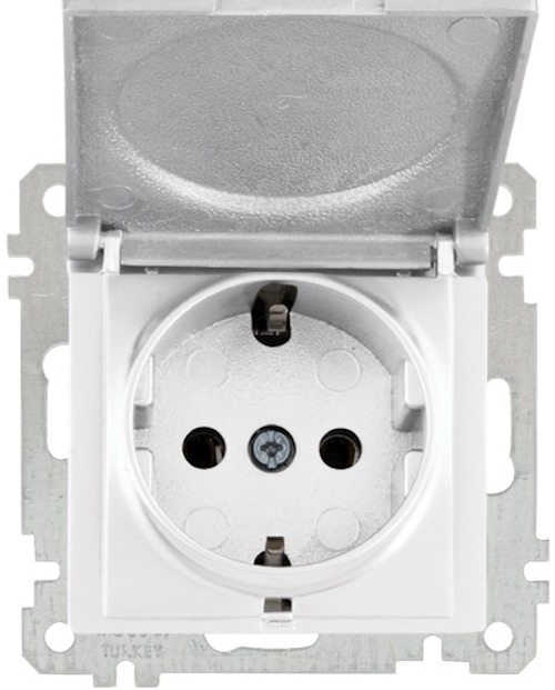 Schutzkontakt Steckdose mit Klappdeckel inkl. Rahmen Grün