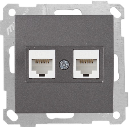 2 fach Netzwerk Dose CAT6 anthrazit - CANDELA Schalterserie 2 fach Netzwerk Dose CAT6 anthrazit - CANDELA Schalterserie