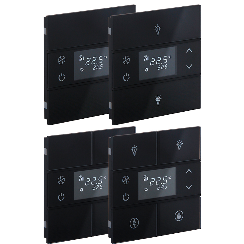 KNX Glastaster mit Thermostat ROSA · schwarz