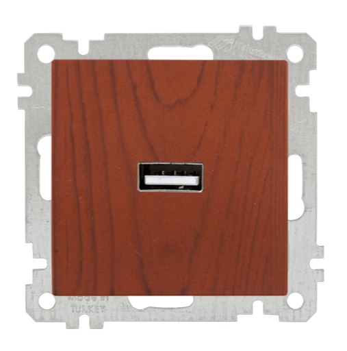 USB Steckdose mit Ladefunktion Kirsche (CANDELA Holz Optik)