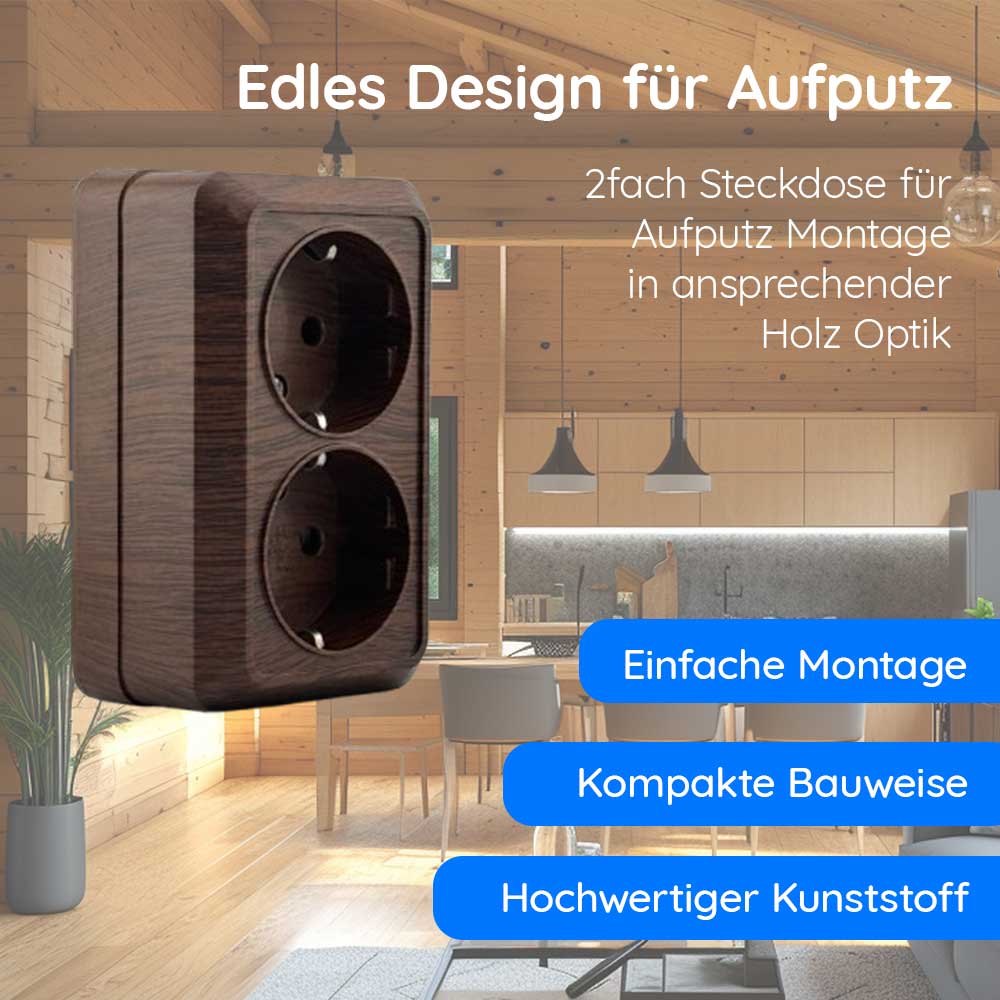 2 fach Steckdose Walnuss · NOELA