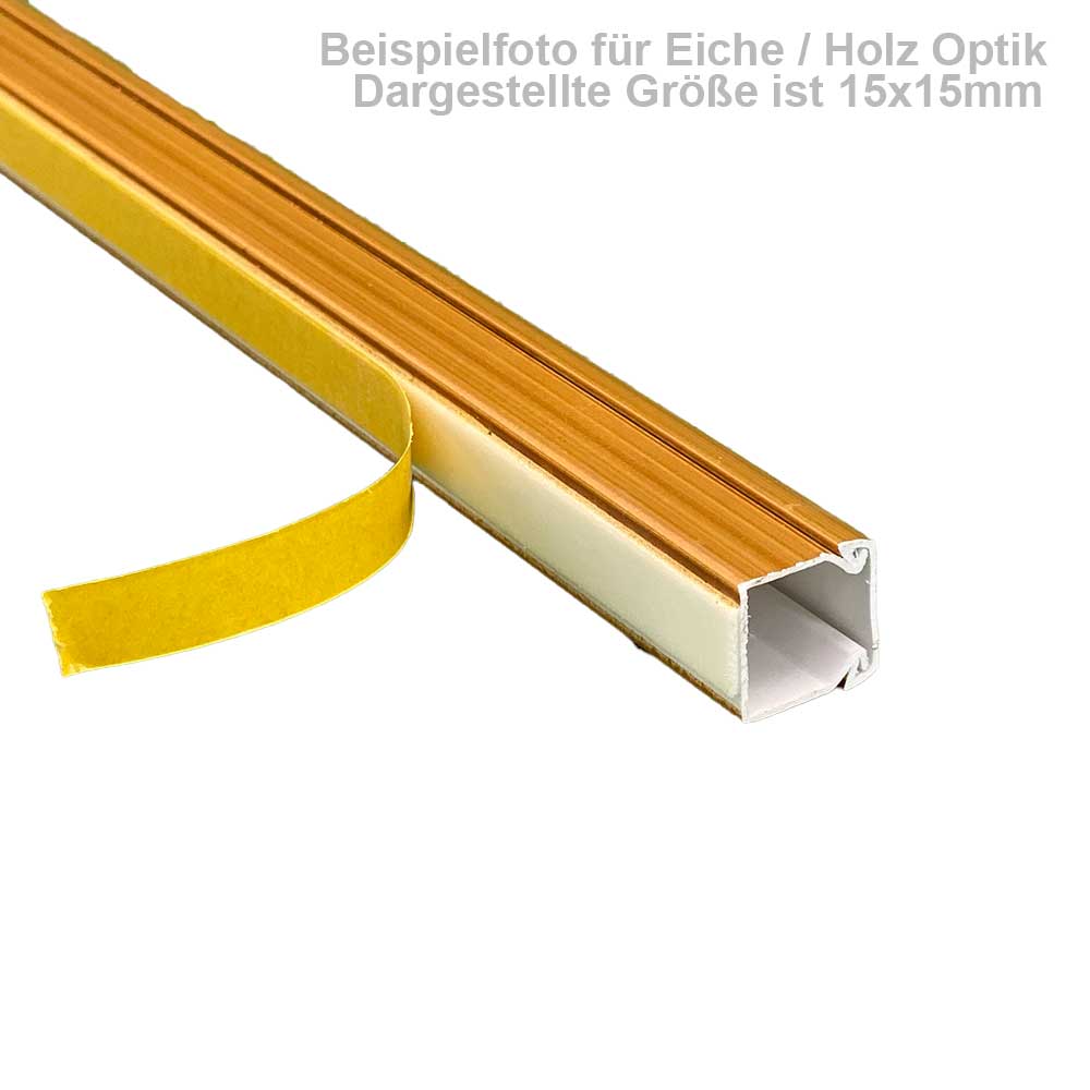 20x10 mm Kabelkanal Eiche Holz Optik Selbstklebend 2x 1m