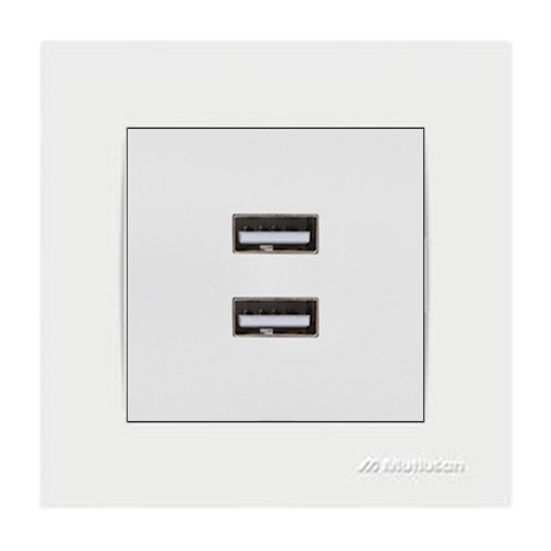 2 fach USB Ladesteckdose mit Rahmen Weiß - RITA Schalterserie 2 fach USB Ladesteckdose mit Rahmen Weiß - RITA Schalterserie
