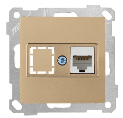 1 fach Netzwerk CAT6 Gold Optik - CANDELA Schalterserie