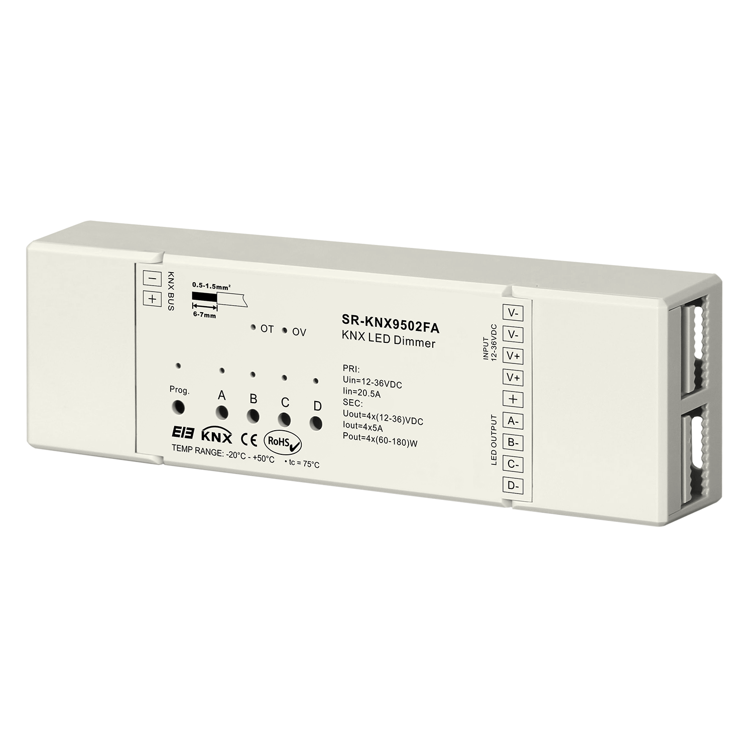 4 Kanal KNX LED Dimmer (12-36V, 4 Ausgänge a max 5A) 4 Kanal KNX LED Dimmer (12-36V, 4 Ausgänge a max 5A)