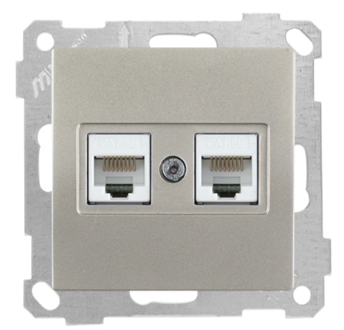 Netzwerkdose CAT5e 2 fach Titan (CANDELA Metall Optik) Netzwerkdose CAT5e 2 fach Titan (CANDELA Metall Optik)
