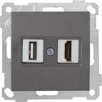 HDMI und USB Steckdose Anthrazit- CANDELA Schalterserie HDMI und USB Steckdose Anthrazit- CANDELA Schalterserie