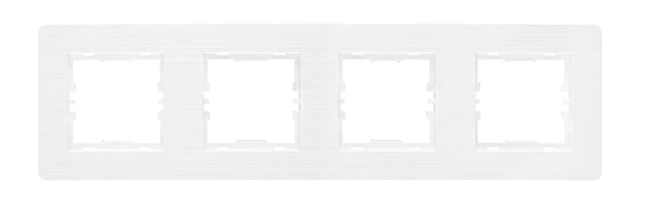 4fach Rahmen Horizontal gebürstet Weiß - SELENE Schalterserie