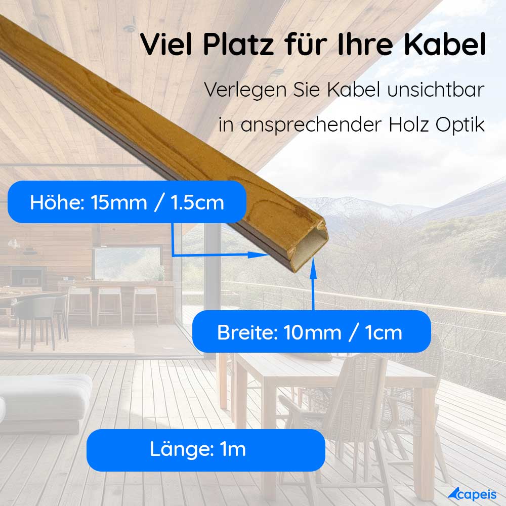 15x10 mm Kabelkanal Eiche zum Schrauben 1m