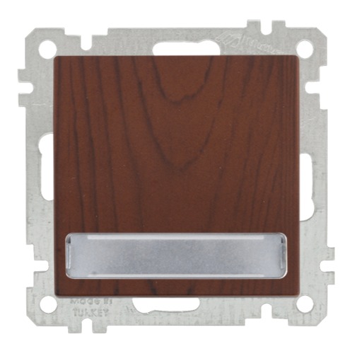 Schalter mit beleuchtetem Schild Walnuss Holz Optik - CANDELA Schalterserie