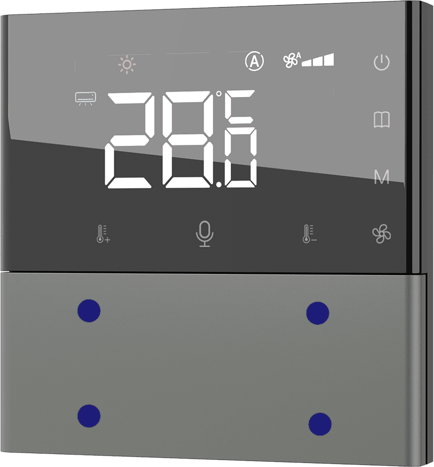 KNX Taster mit Thermostat Grau 4 KNX Taster mit Thermostat Grau 4