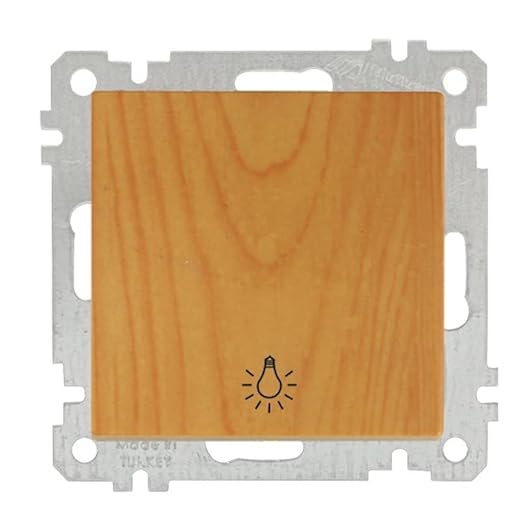 Taster mit Lampensymbol Eiche Holz Optik - CANDELA Schalterserie