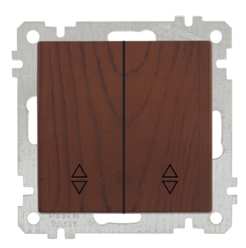 2 fach Wechselschalter Walnuss Holz Optik - CANDELA Schalterserie