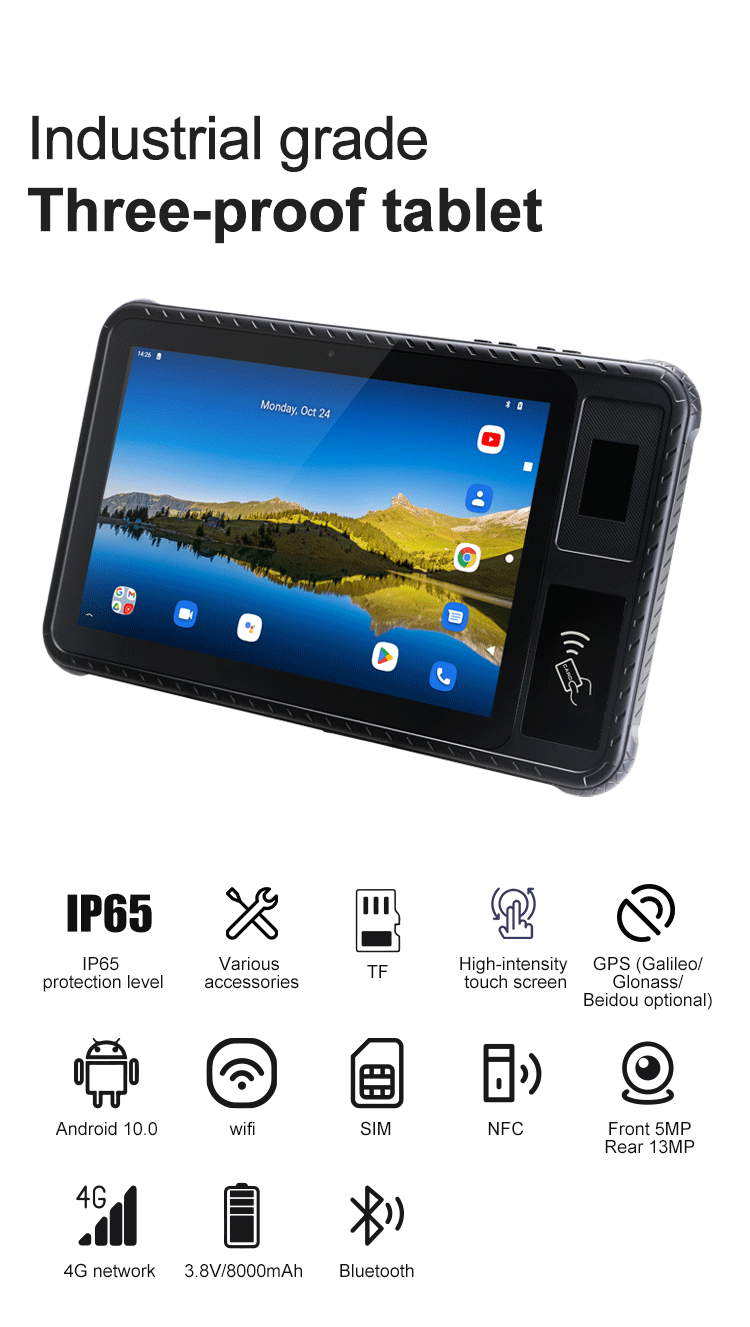 10.1" wasserdichtes Tablet NFC ANDROID 11