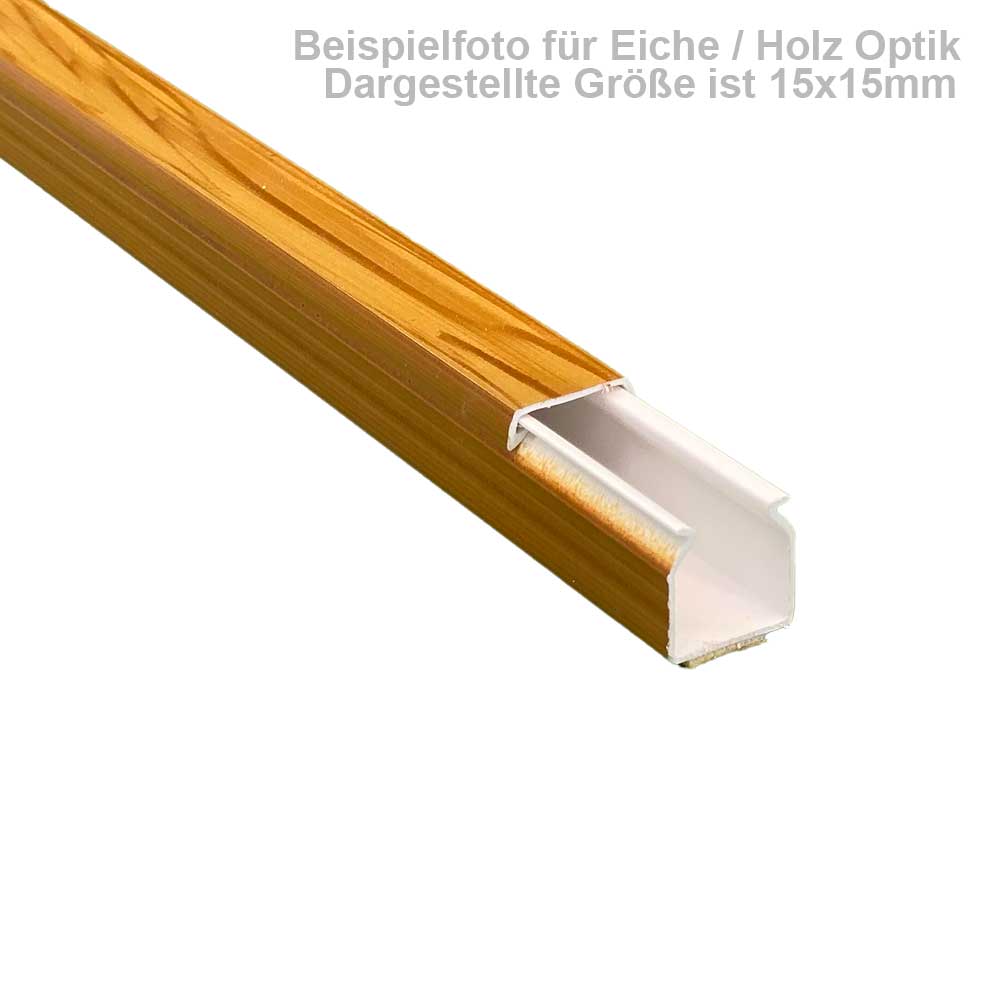 20x10 mm Kabelkanal Eiche Holz Optik Selbstklebend 2x 1m