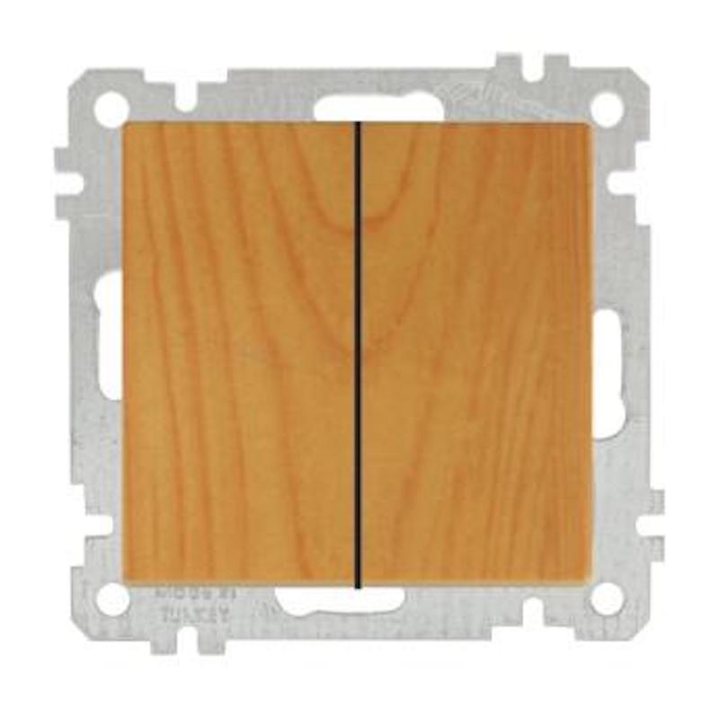 Serienschalter mit Rahmen Eiche Holz Optik - CANDELA Schalterserie Serienschalter mit Rahmen Eiche Holz Optik - CANDELA Schalterserie
