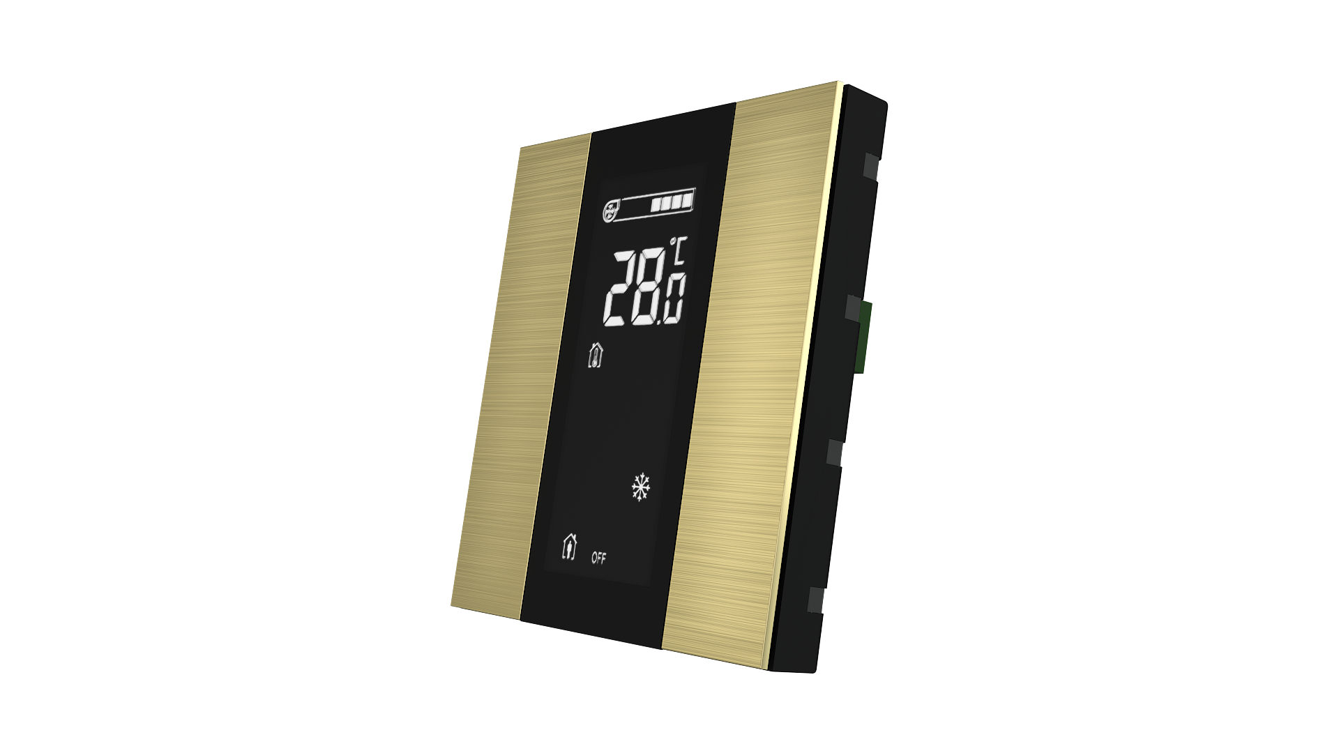 KNX Raumtemperatursensor mit Air Quality Sensor iSwitch+ Aluminium Gold 2 Tasten