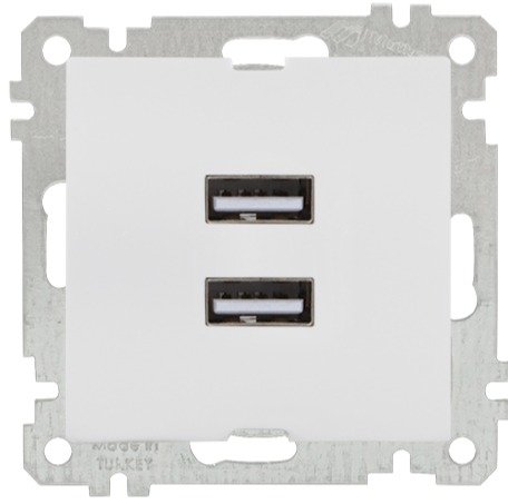 2 fach USB Steckdose mit Ladefunktion Weiß - RITA Schalterserie