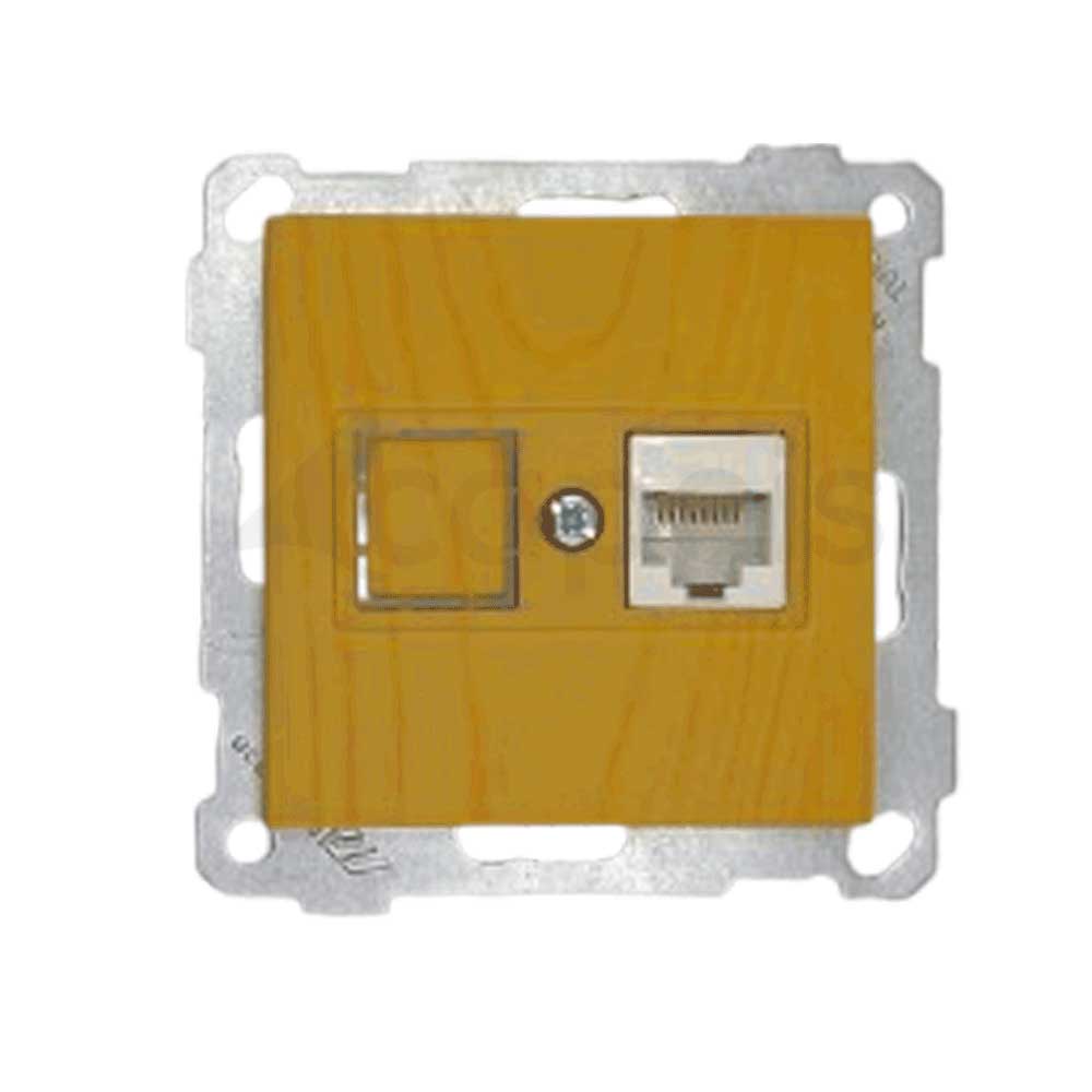 1 fach Netzwerk CAT5e Eiche Holz Optik - CANDELA Schalterserie
