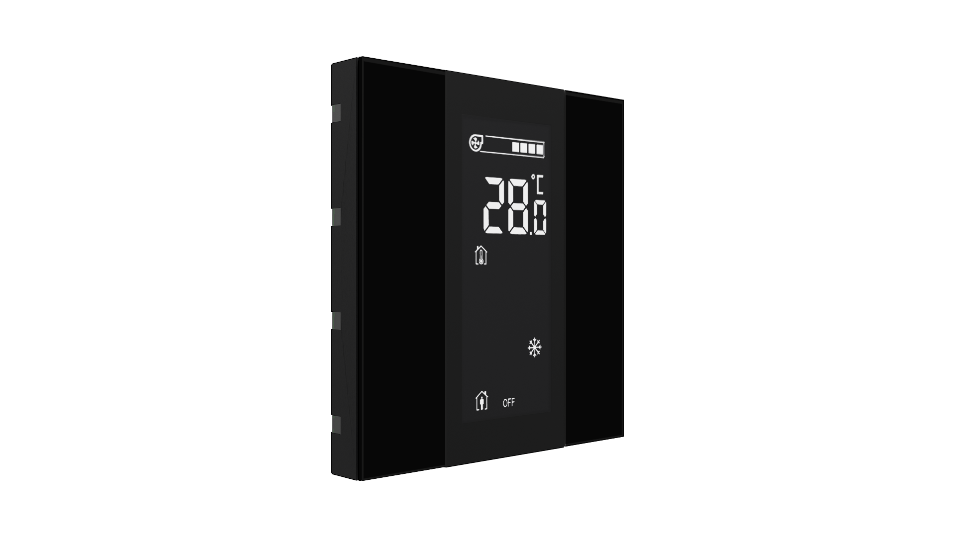 KNX Raumtemperatursensor mit Air Quality Sensor iSwitch+ Glas  Schwarz 2 Tasten