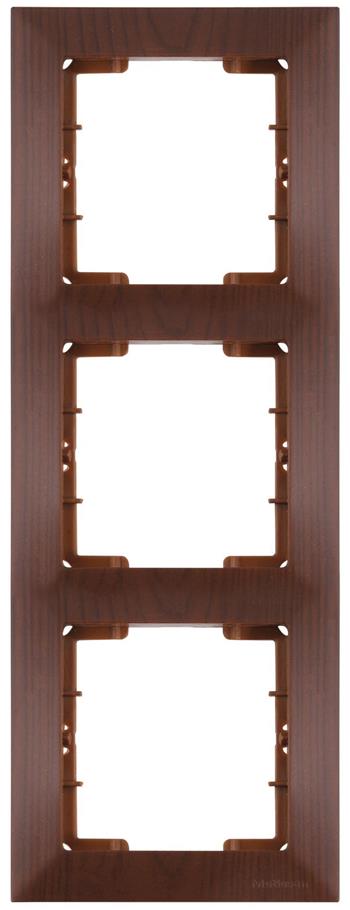 3 fach Rahmen vertikal Walnuss Holz Optik - CANDELA Schalterserie