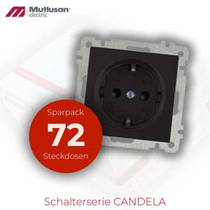 Sparset 72x Steckdosen Schwarz mit Kindersicherung CANDELA Serie