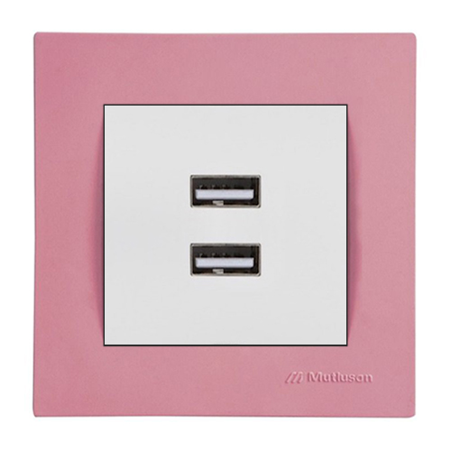 2-fach USB Ladesteckdose  inkl. Rosa Rahmen 2-fach USB Ladesteckdose  inkl. Rosa Rahmen