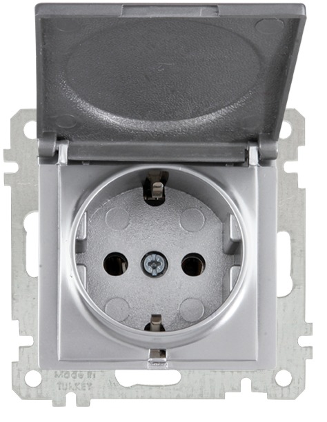 Steckdose mit Klappdeckel Silber (RITA Metall Optik) Steckdose mit Klappdeckel Silber (RITA Metall Optik)