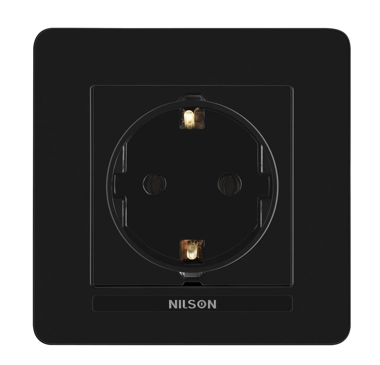 Schutzkontakt-Steckdose mit Rahmen Set Schwarz glänzend · SELENE