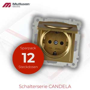 Sparset 12x Steckdose Gold mit Klappdeckel  CANDELA Serie Sparset 12x Steckdose Gold mit Klappdeckel  CANDELA Serie