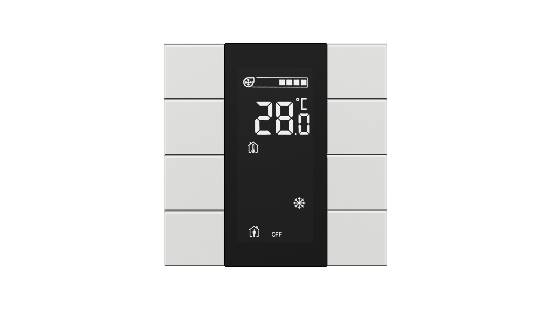 KNX Raumtemperatursensor mit Air Quality Sensor iSwitch+ Glas  Weiß 8 Tasten