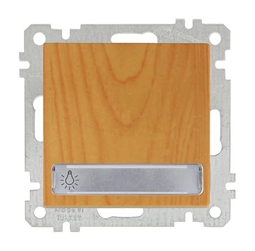 Taster mit Licht und Namensfeld Eiche Holz Optik - CANDELA Schalterserie