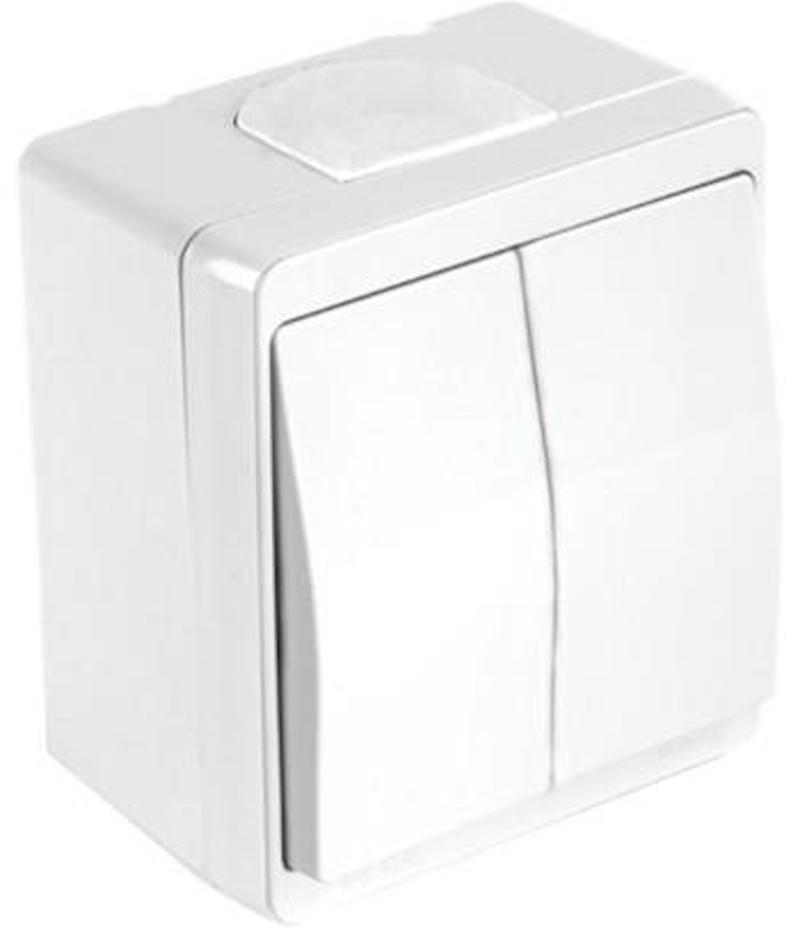 Serienschalter / 2 fach Schalter weiß · Nemliyer IP44 Serienschalter / 2 fach Schalter weiß · Nemliyer IP44