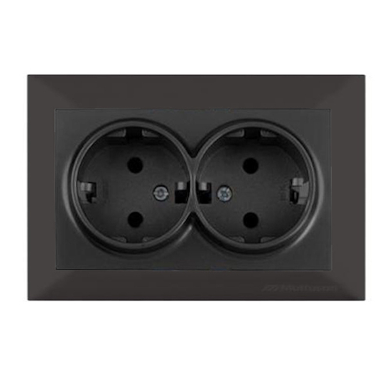 2fach -Steckdose  inkl. Rahmen Schwarz Matt - Candela Schalterserie