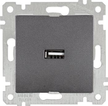 1 fach USB Steckdose Anthrazit (RITA Metall Optik)
