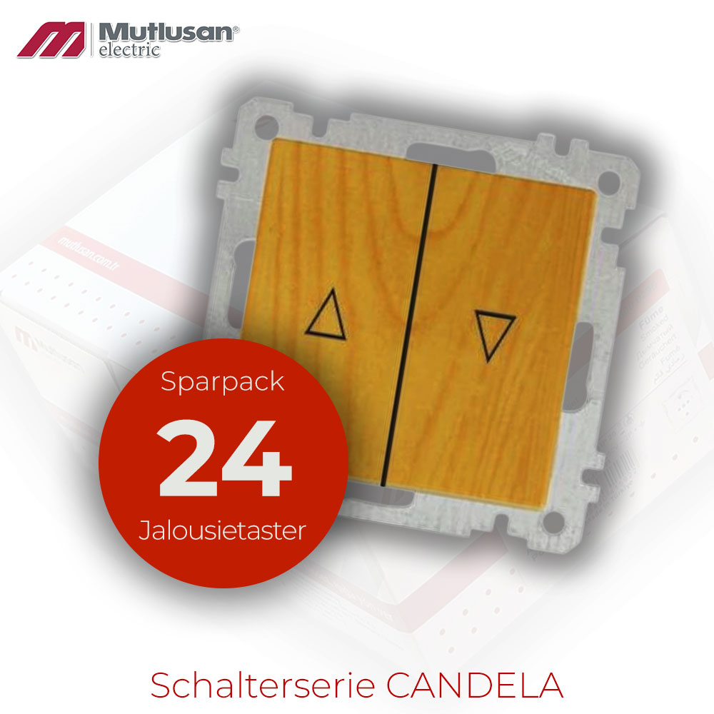 Sparset 24x Jalousie / Rollladen Taster Eiche Holz Optik CANDELA Standart