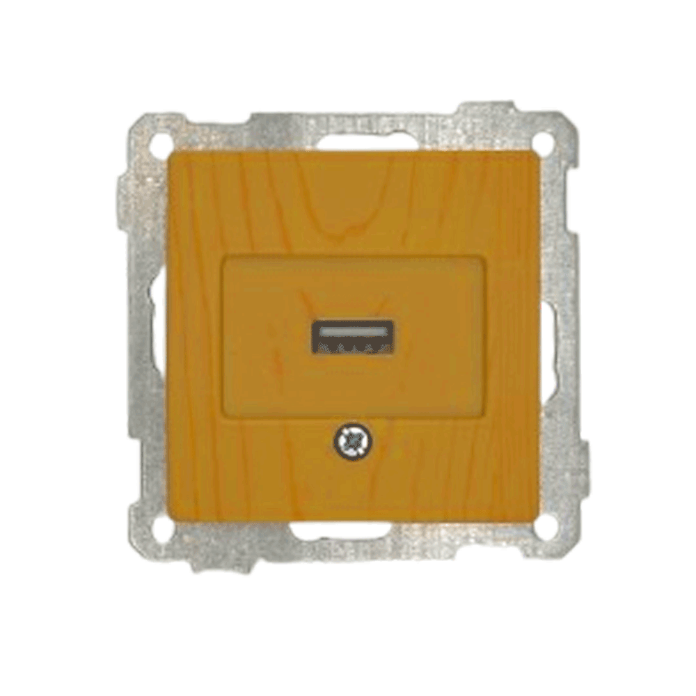 1 fach USB Steckdose mit Ladefunktion Eiche Holz Optik - CANDELA Schalterserie