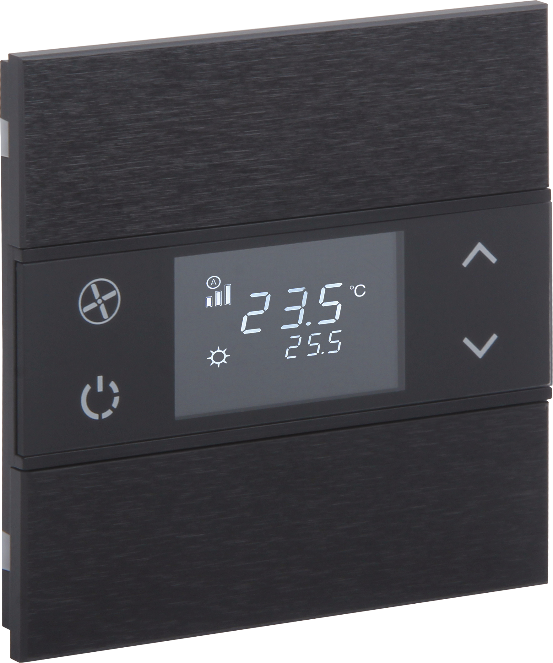 KNX Metall Taster mit Thermostat ROSA · Anthrazit 2 KNX Metall Taster mit Thermostat ROSA · Anthrazit 2