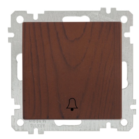 Klingeltaster Walnuss Holz Optik - CANDELA Schalterserie