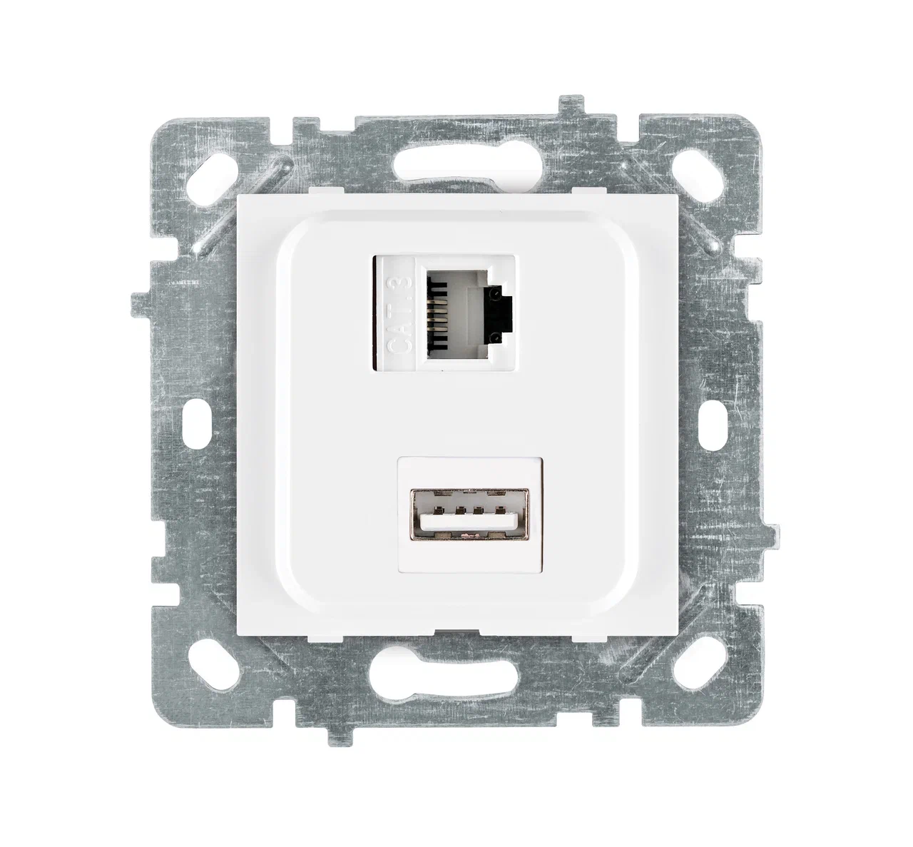Multimedia-Datendose USB/Klinke, CAT5-Standard ohne Ladefunktion Weiß · SELENE