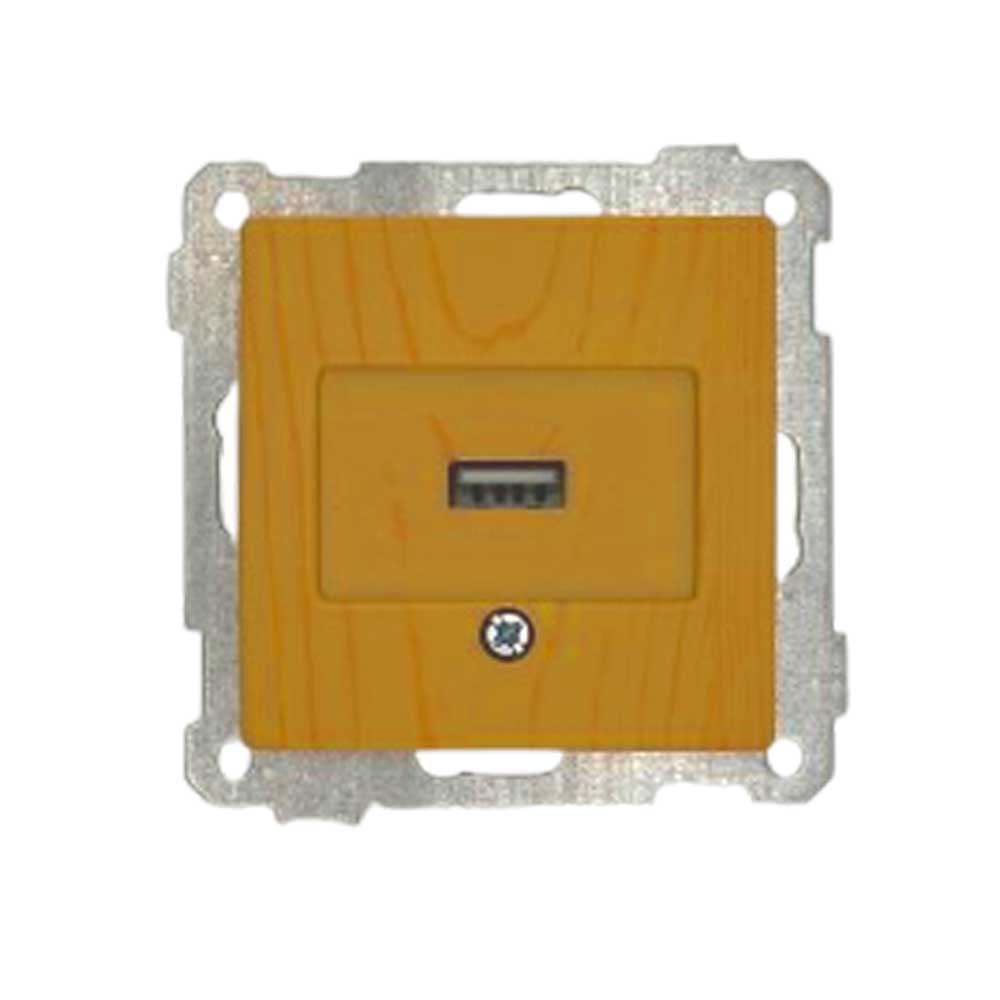 1 fach USB Steckdose mit Ladefunktion Eiche Holz Optik - CANDELA Schalterserie